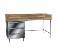 Wood Top Work Tables Advance Tabco BST-364 Wood Top Baker's Table With Stainless Steel Base And Drawers, 36" X 48"