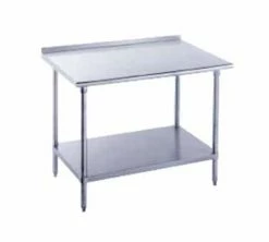 Stainless Steel Work Tables Advance Tabco FMS-242 Stainless Steel Work Table With 1-1/2" Backsplash And Undershelf 24" X 24"