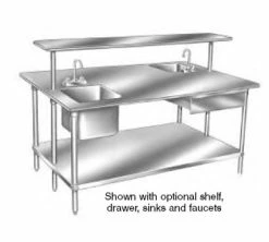 Stainless Steel Work Tables Advance Tabco GLG-484 Stainless Steel Work Table With Undershelf 48 X 48"