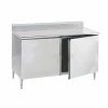 Stainless Steel Work Tables With Cabinet Advance Tabco HK-SS-3012 40-1/2" X 144" X 30" Enclosed Base Work Table With Hinged Doors And 5" Backsplash
