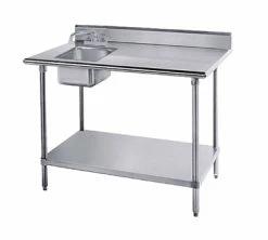 Stainless Steel Work Tables With Sinks Advance Tabco KMS-11B-306L 30" X 72" Work Table With Sink On Left