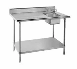 Stainless Steel Work Tables With Sinks Advance Tabco KMS-11B-306R 30" X 70" Work Table With Sink On Right