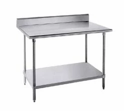 Stainless Steel Work Tables Advance Tabco KSS-365 Stainless Steel Work Table With 5" Backsplash And Undershelf