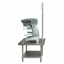 Equipment Stands Advance Tabco MX-SS-242 Stainless Steel Mixer Table With Utensil Rack And Undershelf 24" X 24"