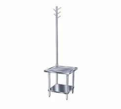 Equipment Stands Advance Tabco MX-SS-363 Stainless Steel Mixer Table With Utensil Rack And Stainless Steel Undershelf 36" X 36"